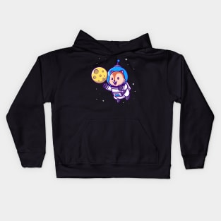 Cute Squirrel Astronaut With Moon Cartoon Kids Hoodie